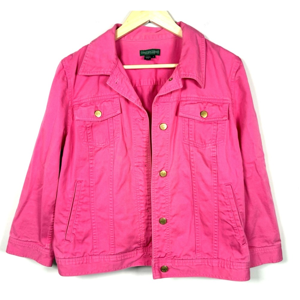 Ralph Lauren Lauren Jeans Co Hot Pink Denim Trucker Jacket L Coastal Cowgirl